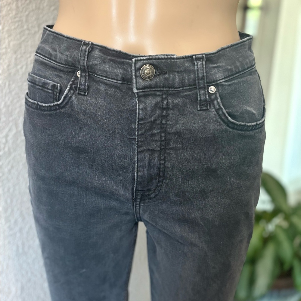 FREE PEOPLE Charcoal Black High-Waisted Distressed Skinny Jeans - Picture 3 of 7